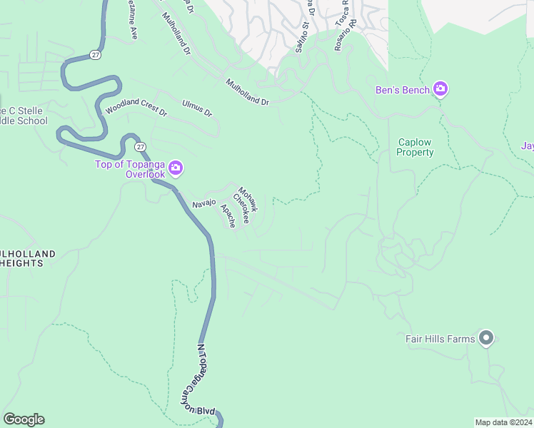 map of restaurants, bars, coffee shops, grocery stores, and more near 1188 Aztec in Topanga