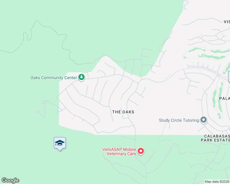 map of restaurants, bars, coffee shops, grocery stores, and more near 3960 Prado del Trigo in Calabasas