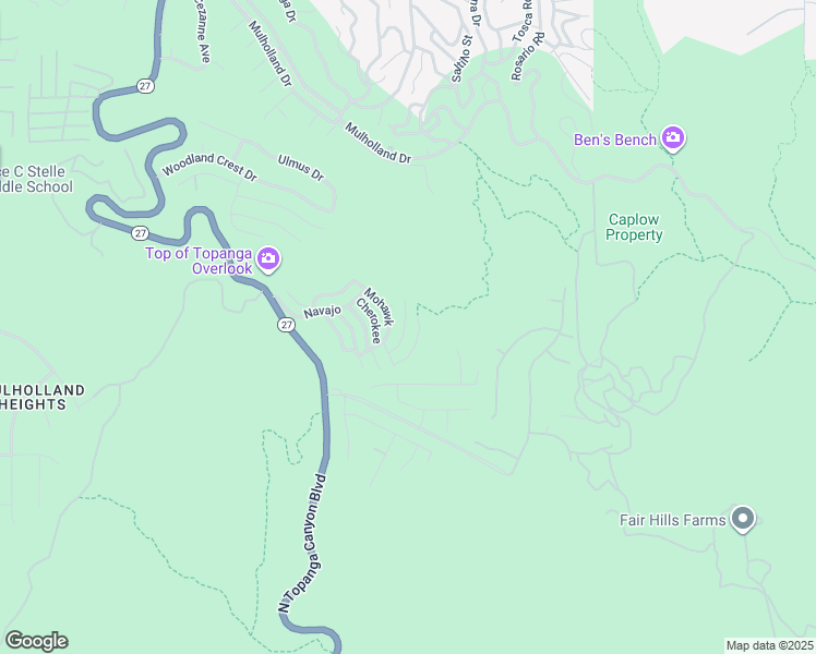 map of restaurants, bars, coffee shops, grocery stores, and more near 1177 Aztec in Topanga