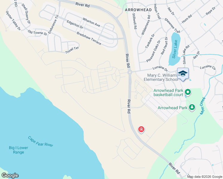 map of restaurants, bars, coffee shops, grocery stores, and more near River Road in Wilmington