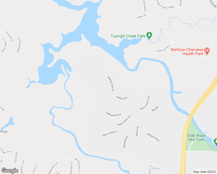 map of restaurants, bars, coffee shops, grocery stores, and more near 183 Wallnut Hall Circle in Woodstock