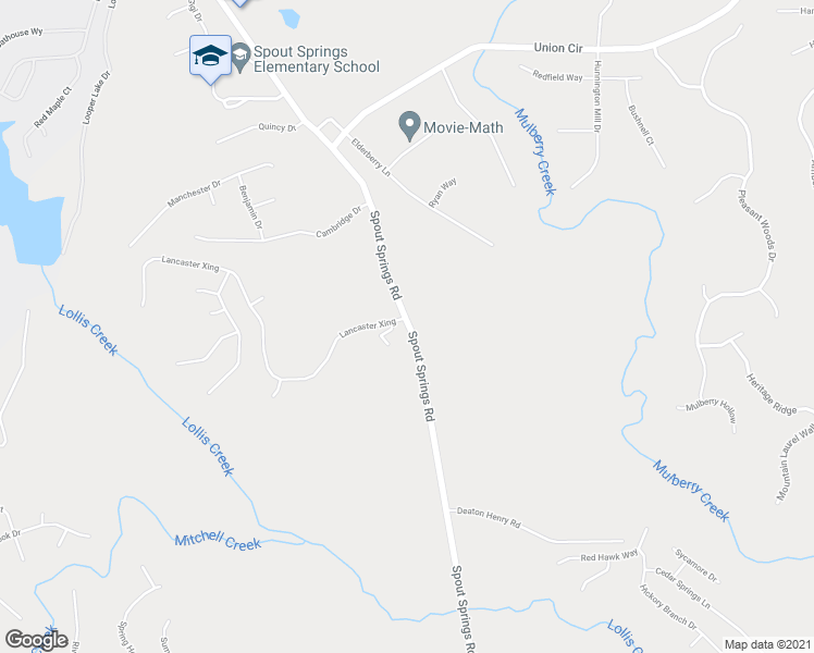 map of restaurants, bars, coffee shops, grocery stores, and more near 6818 Spout Springs Road in Flowery Branch