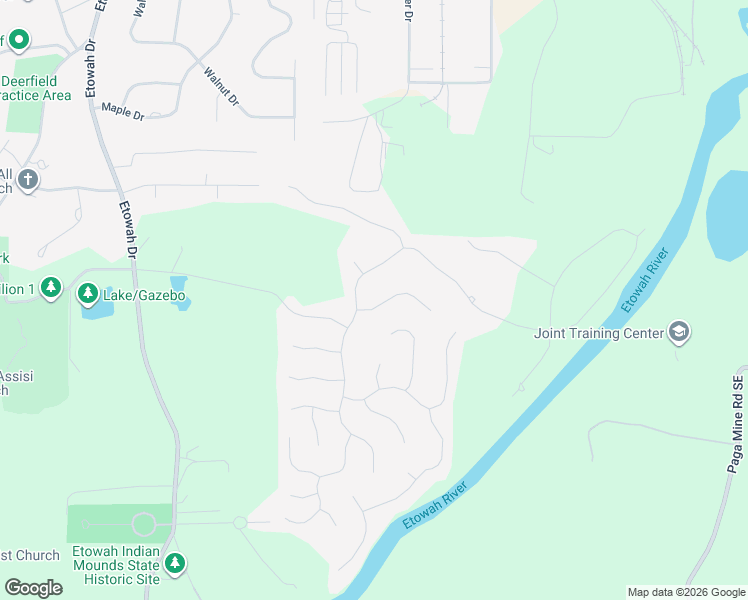 map of restaurants, bars, coffee shops, grocery stores, and more near 4 Buckingham Court in Cartersville