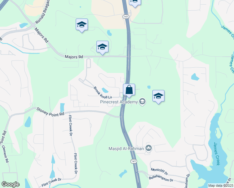 map of restaurants, bars, coffee shops, grocery stores, and more near 950 Brook Knoll Lane in Cumming