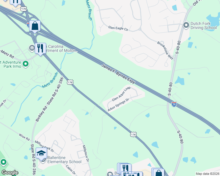 map of restaurants, bars, coffee shops, grocery stores, and more near 10940 Broad River Road in Irmo
