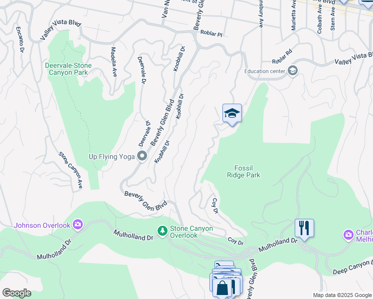 map of restaurants, bars, coffee shops, grocery stores, and more near 3725 Beverly Ridge Drive in Los Angeles