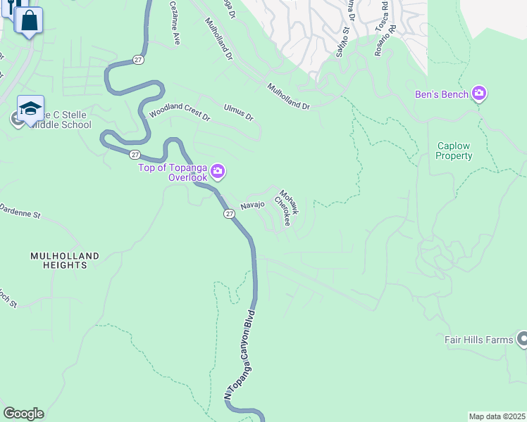 map of restaurants, bars, coffee shops, grocery stores, and more near 146 Apache in Topanga