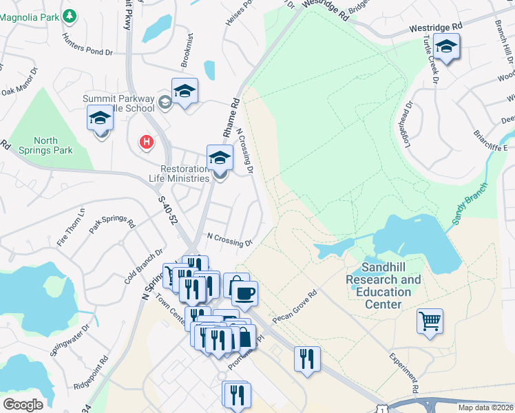 map of restaurants, bars, coffee shops, grocery stores, and more near 244 Tamara Way in Columbia