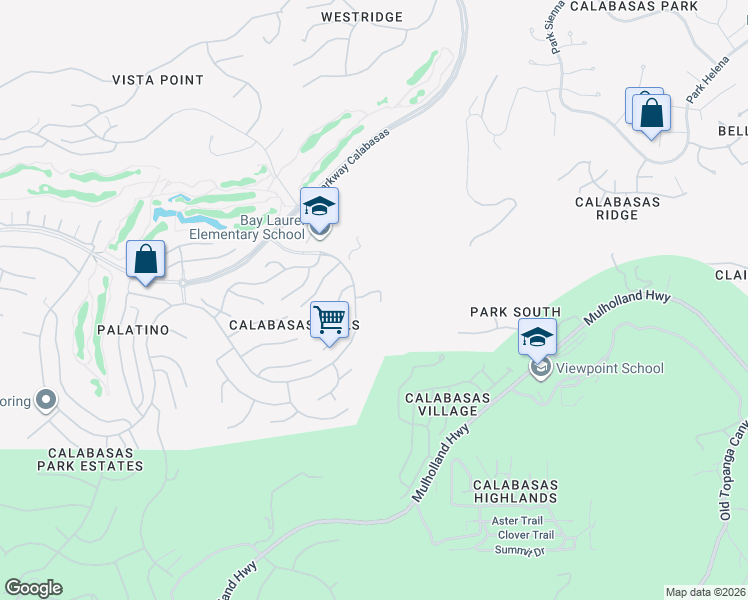 map of restaurants, bars, coffee shops, grocery stores, and more near 24555 Vía Esquina in Calabasas
