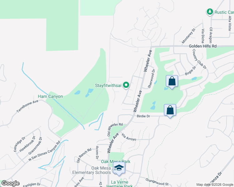 map of restaurants, bars, coffee shops, grocery stores, and more near 6770 Colina de Oro in La Verne