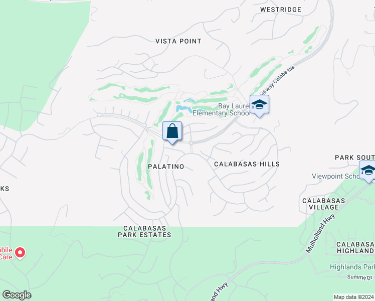 map of restaurants, bars, coffee shops, grocery stores, and more near 24801 Calle Cedro in Calabasas