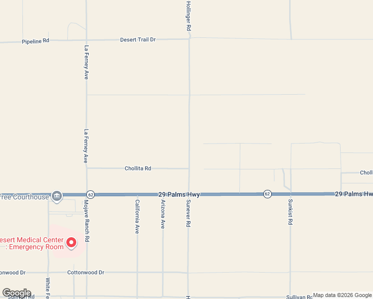 map of restaurants, bars, coffee shops, grocery stores, and more near 6364 Hollinger Road in Joshua Tree