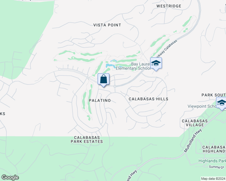 map of restaurants, bars, coffee shops, grocery stores, and more near 24801 Calle Cedro in Calabasas
