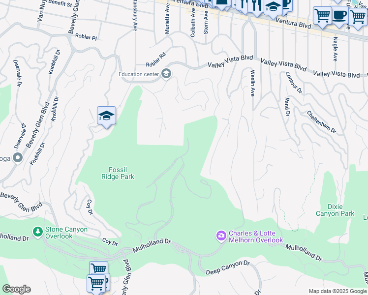 map of restaurants, bars, coffee shops, grocery stores, and more near 13973 Aubrey Road in Beverly Hills