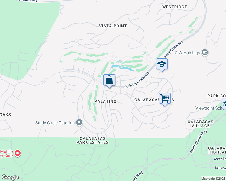 map of restaurants, bars, coffee shops, grocery stores, and more near 24819 Calle Cedro in Calabasas