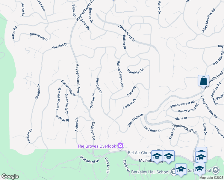 map of restaurants, bars, coffee shops, grocery stores, and more near 16511 Academia Drive in Los Angeles