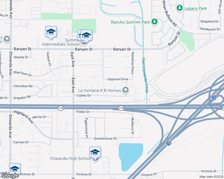 map of restaurants, bars, coffee shops, grocery stores, and more near 6336 Sloane Court in Rancho Cucamonga