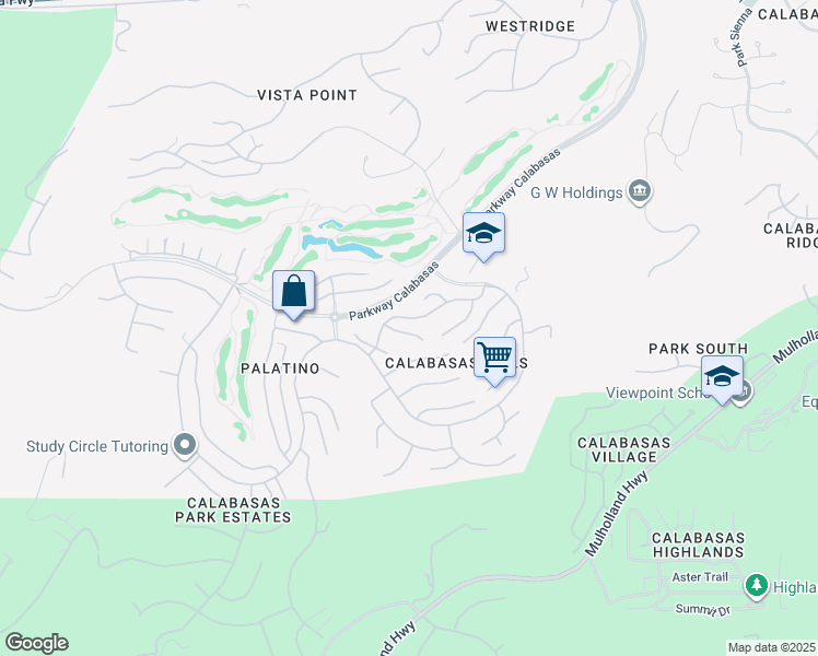map of restaurants, bars, coffee shops, grocery stores, and more near 24731 Vía Madera in Calabasas