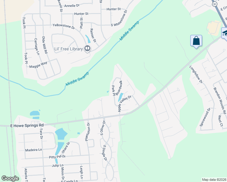 map of restaurants, bars, coffee shops, grocery stores, and more near 2861 Park Place in Florence