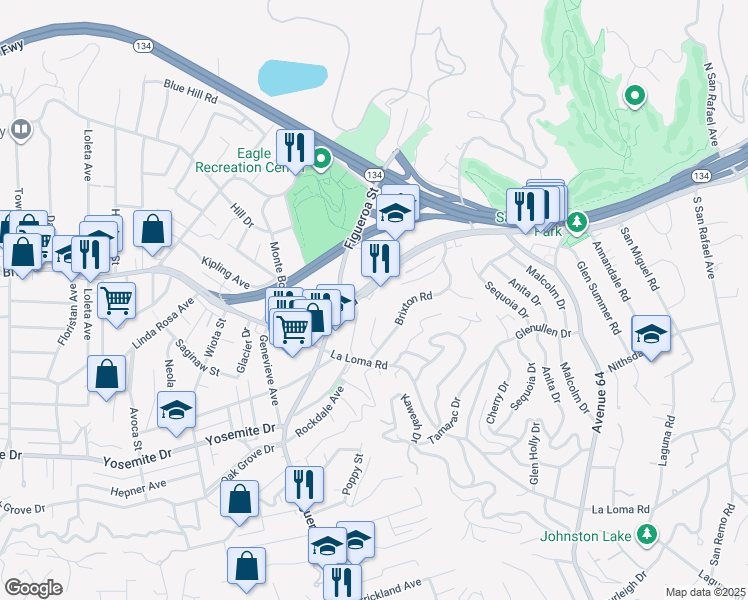 map of restaurants, bars, coffee shops, grocery stores, and more near 930 Colorado Boulevard in Los Angeles