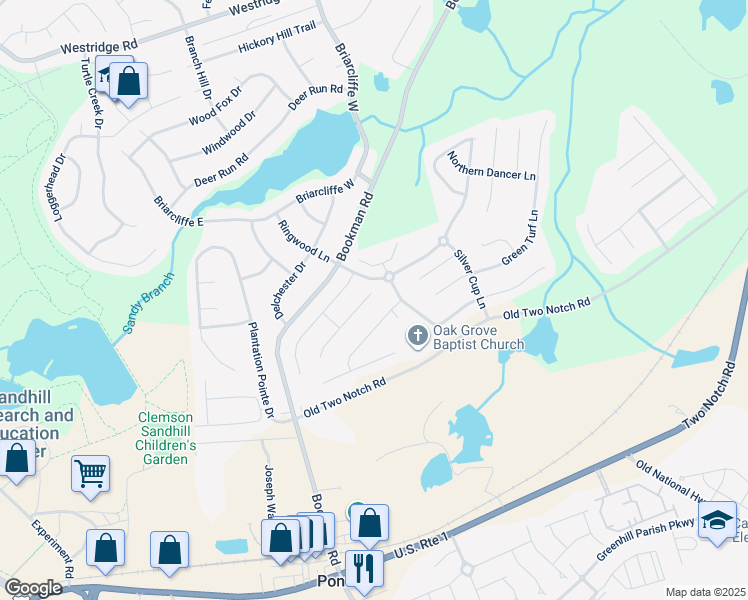 map of restaurants, bars, coffee shops, grocery stores, and more near 409 Grand National Lane in Elgin