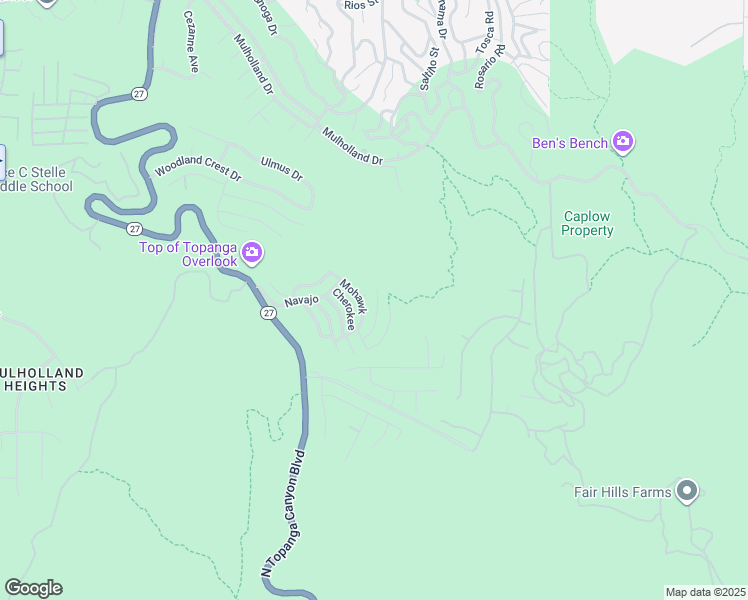 map of restaurants, bars, coffee shops, grocery stores, and more near 1177 Aztec in Topanga