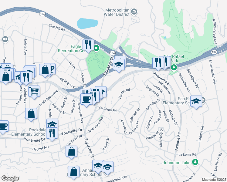 map of restaurants, bars, coffee shops, grocery stores, and more near 930 Colorado Boulevard in Los Angeles