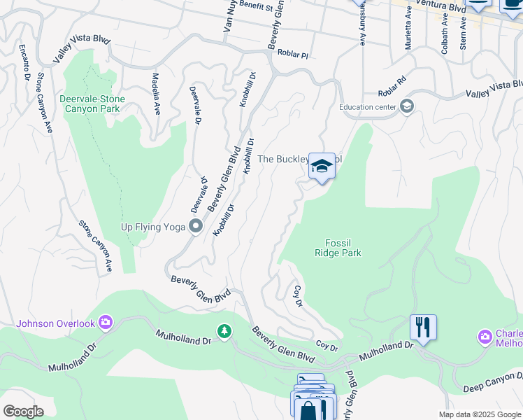 map of restaurants, bars, coffee shops, grocery stores, and more near 3725 Beverly Ridge Dr in Los Angeles