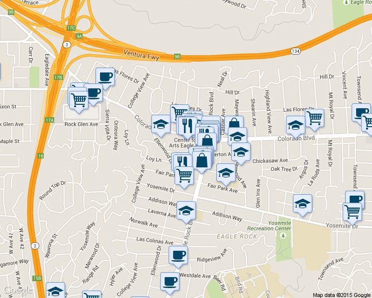 map of restaurants, bars, coffee shops, grocery stores, and more near 2303 Merton Avenue in Los Angeles