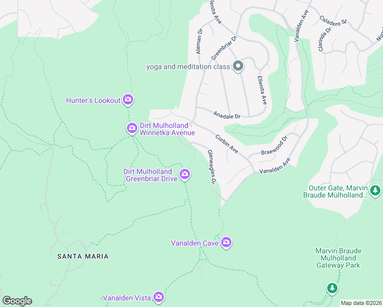 map of restaurants, bars, coffee shops, grocery stores, and more near 20101 Greenbriar Drive in Los Angeles