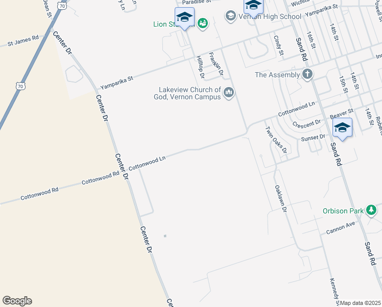 map of restaurants, bars, coffee shops, grocery stores, and more near 4807 Cottonwood Lane in Vernon