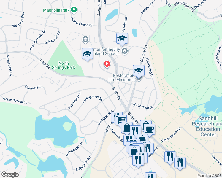 map of restaurants, bars, coffee shops, grocery stores, and more near 1205 Clemson Road in Columbia