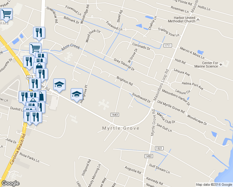 map of restaurants, bars, coffee shops, grocery stores, and more near 147 Horndale Drive in Wilmington