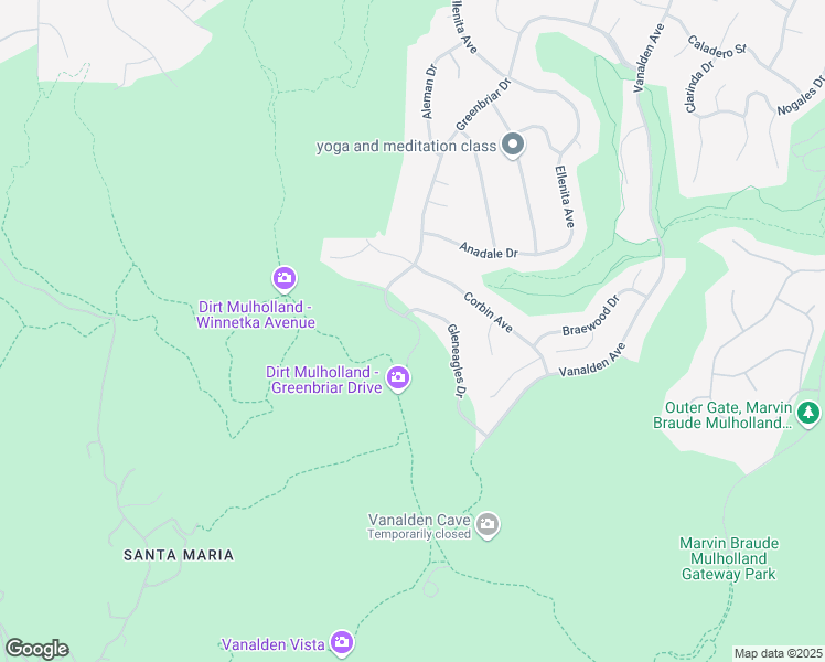map of restaurants, bars, coffee shops, grocery stores, and more near 20101 Greenbriar Drive in Los Angeles