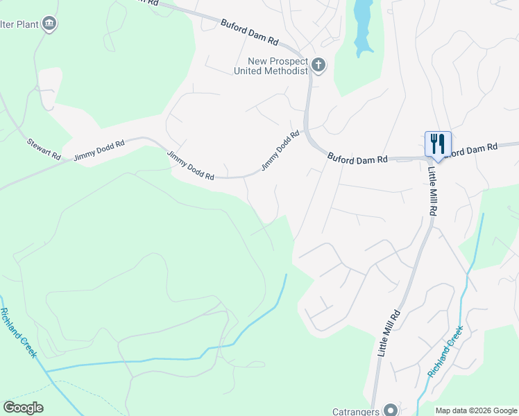 map of restaurants, bars, coffee shops, grocery stores, and more near 5835 Maple Creek Drive in Buford