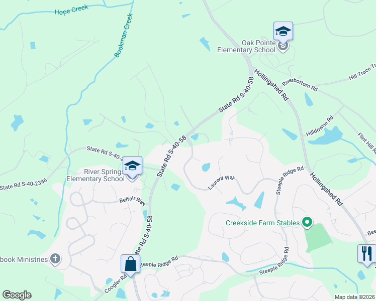 map of restaurants, bars, coffee shops, grocery stores, and more near 21 Chesterbrook Court in Irmo