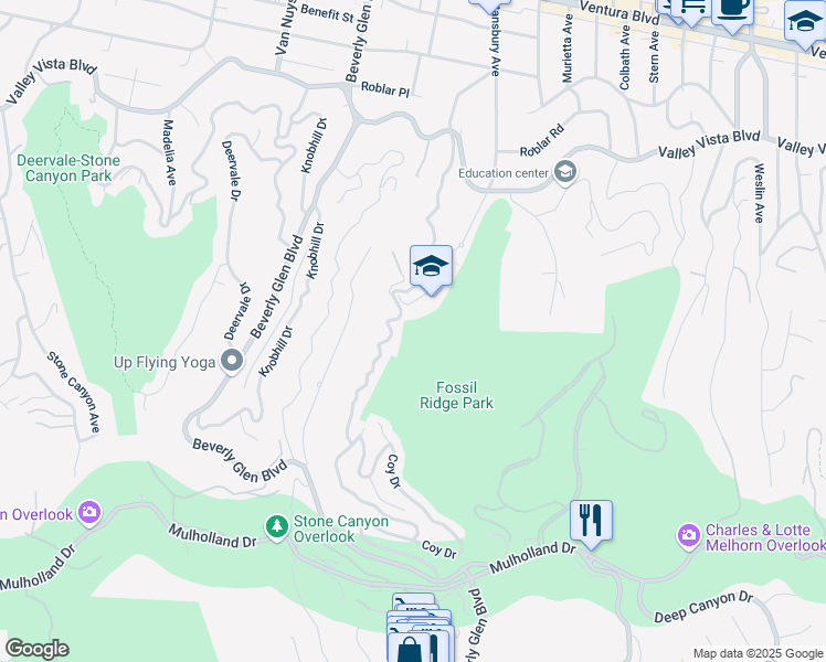 map of restaurants, bars, coffee shops, grocery stores, and more near 3752 Camino de la Cumbre in Los Angeles