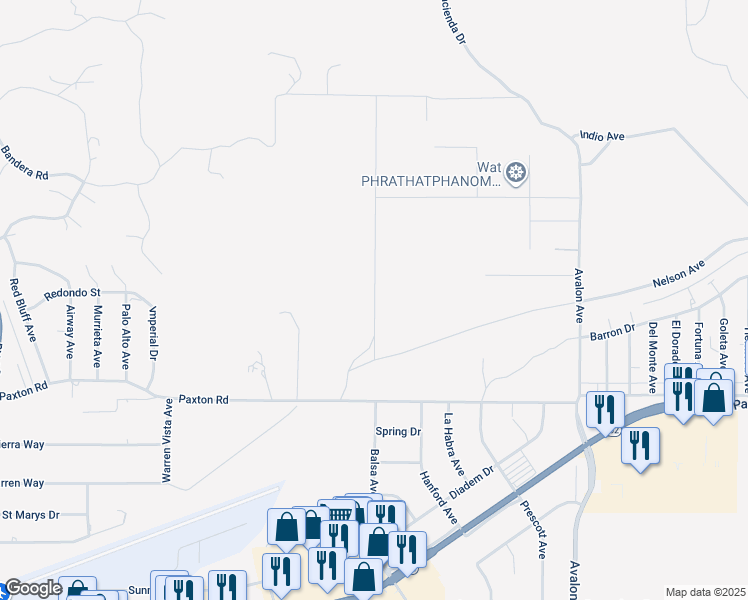 map of restaurants, bars, coffee shops, grocery stores, and more near Balsa Avenue in Yucca Valley