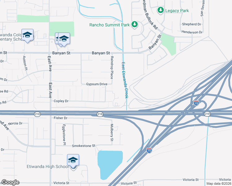 map of restaurants, bars, coffee shops, grocery stores, and more near 6318 Echo Mountain Place in Rancho Cucamonga