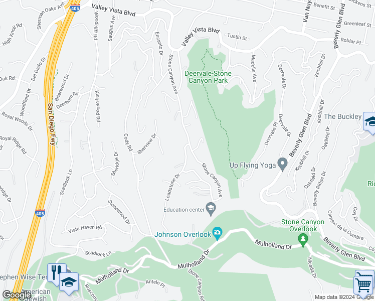 map of restaurants, bars, coffee shops, grocery stores, and more near 3724 Loadstone Drive in Los Angeles