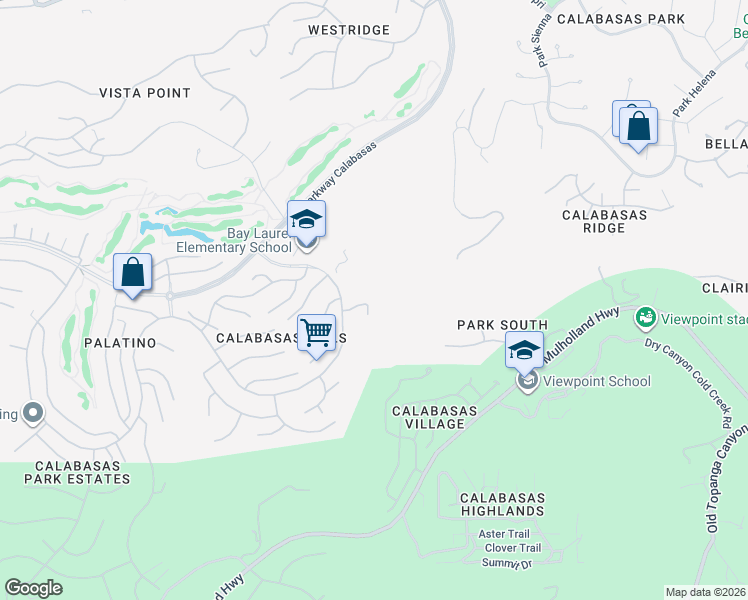 map of restaurants, bars, coffee shops, grocery stores, and more near 24523 Vía Esquina in Calabasas