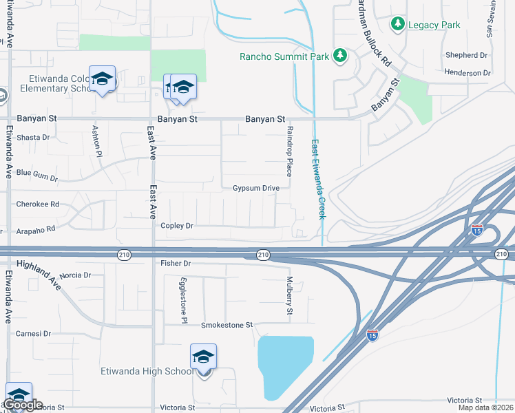 map of restaurants, bars, coffee shops, grocery stores, and more near 6336 Sloane Court in Rancho Cucamonga