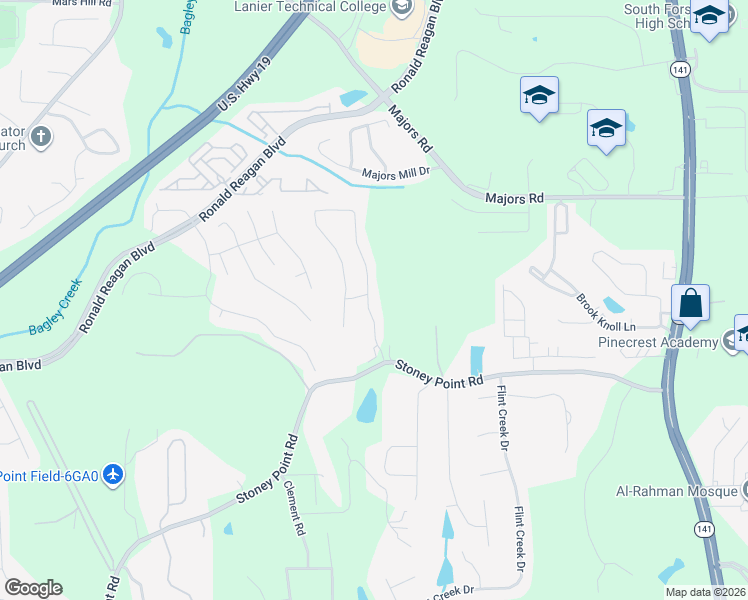 map of restaurants, bars, coffee shops, grocery stores, and more near 1680 Marcia Overlook Drive in Cumming