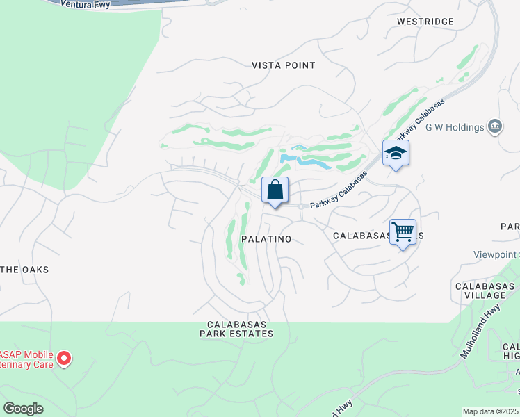 map of restaurants, bars, coffee shops, grocery stores, and more near 3829 Calle Joaquin in Calabasas