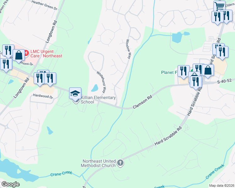 map of restaurants, bars, coffee shops, grocery stores, and more near 128 Winslow Way in Columbia