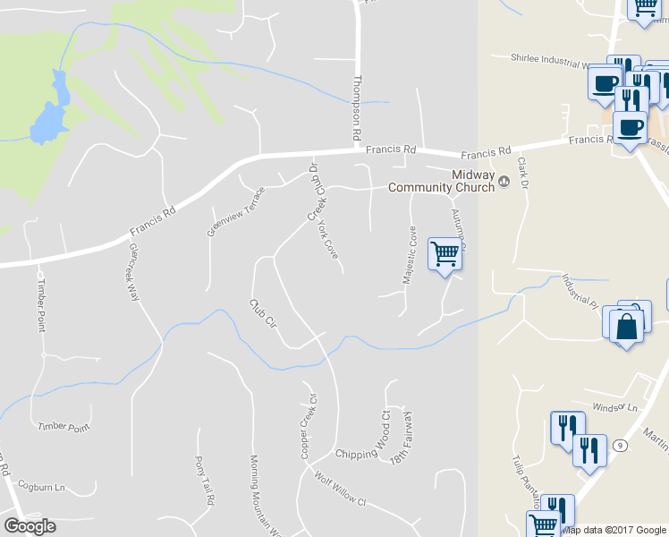 map of restaurants, bars, coffee shops, grocery stores, and more near 995 York Cove in Alpharetta