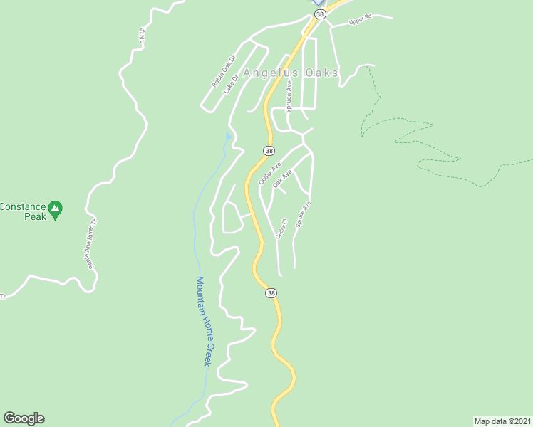 map of restaurants, bars, coffee shops, grocery stores, and more near Cedar Avenue in Angelus Oaks