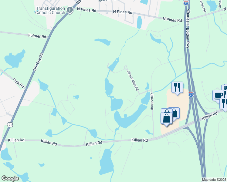 map of restaurants, bars, coffee shops, grocery stores, and more near 140 Governor Pond Road in Columbia