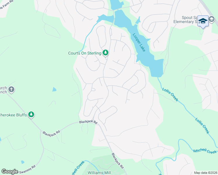 map of restaurants, bars, coffee shops, grocery stores, and more near 7602 Sleepy Lagoon Way in Flowery Branch