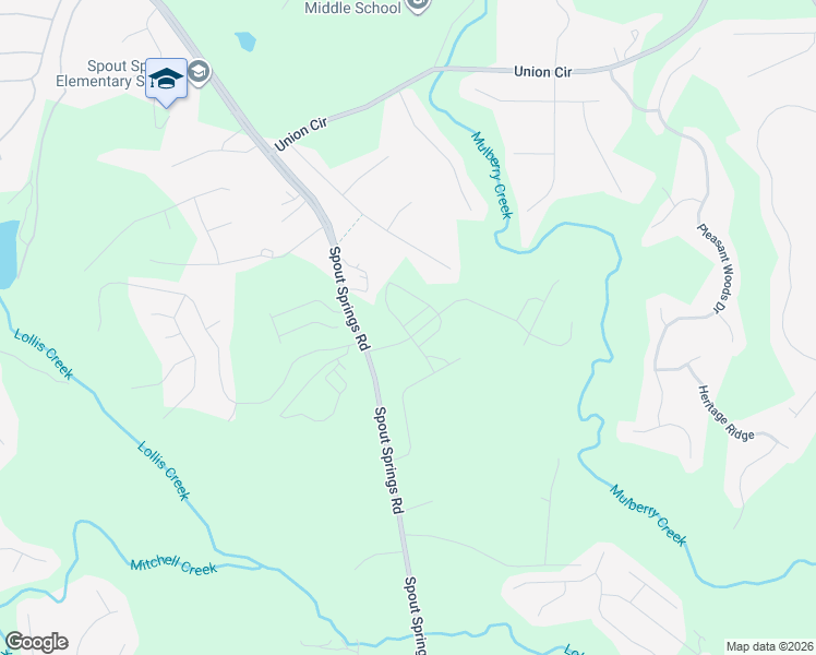 map of restaurants, bars, coffee shops, grocery stores, and more near 6827 Spout Springs Road in Flowery Branch